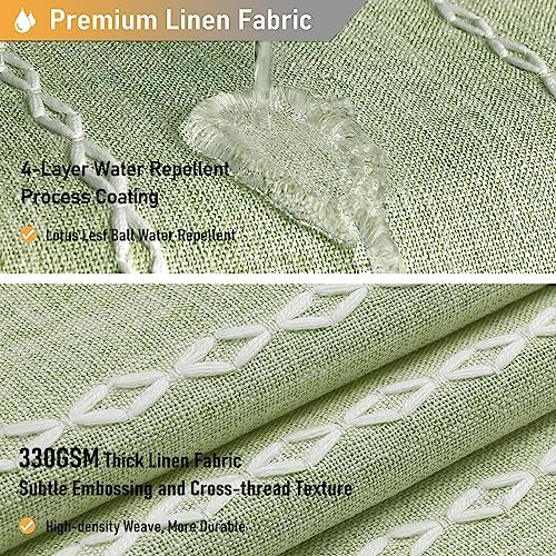 BTTN 54x78 Boho Farmhouse Linen Heavy Duty Shower Curtain Set, Sage Green