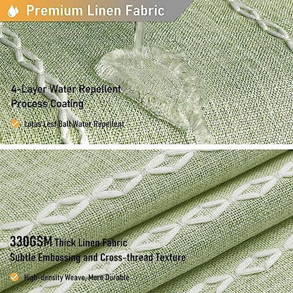 BTTN 72x96 Extra Long Boho Linen Heavy Duty Shower Curtain Set, Sage Green