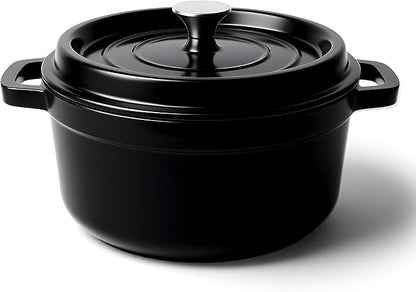 6.5 Quart Dutch Oven Pot with Lid, Non Stick Enameled Cast Iron Dutch Oven for Bread Baking, Heavy-Duty, Oven Safe Ceramic Cookware Up to 500°F for Baking, Braising, Stews, Roasting, Black