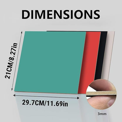 4 Pack Double-Sided Pre-Painted Colored Plywood Sheets, 11.7"x8.27"x1/8" (3mm) Laser-Friendly Craft Boards for Cutting & Engraving (Mixed Colors)
