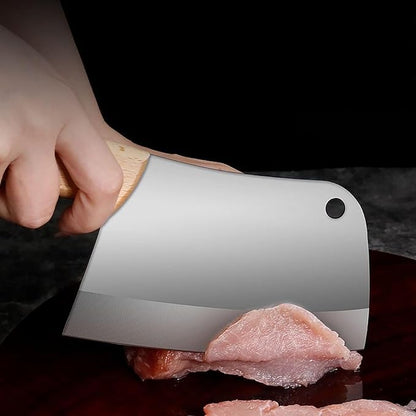 Small Professional Cleaver Chef Knife, High Strength Stainless Steel 5.8 Inch Sharp Kitchen Blade with Wooden Handle (black)