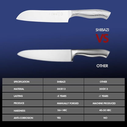 SHI BA ZI ZUO Santoku knife and fruit knife, 2-piece professional kitchen knife set Chef's knife with ergonomic stainless steel handle for kitchen