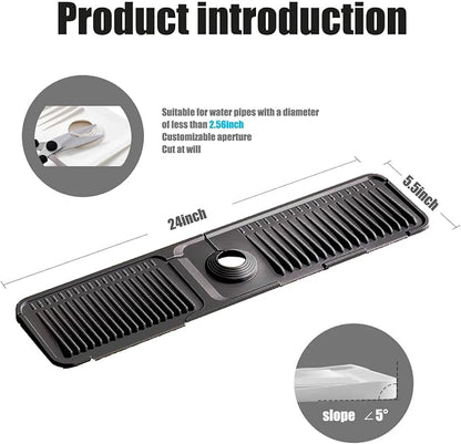 STARGAZ STARGAZ Silicone Faucet Mat For Kitchen Sink,Sink Back Splash Guard, Faucet Draining Mat,Kitchen Sink Rubber Mat,Bathroom Sink Sink Mat,Soap Dish,Silicone Sink Protector(24”×5.5”)