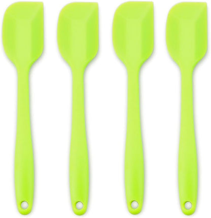 4‑Piece Silicone Spatulas Set Heat Resistant 600°F Seamless Steel‑Core Rubber Spatulas for Nonstick Cookware ALLWIN HOUSEWARE Uniform Length Kitchen Spatulas for Cooking & Baking, Green