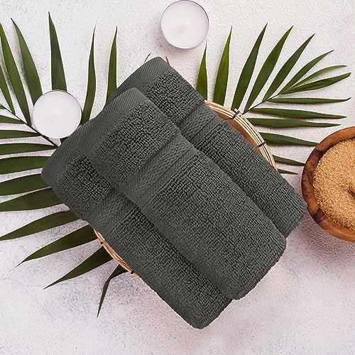 Towel and Linen Mart 100% Cotton - Wash Cloth Set - Pack of 4, Quick Dry, Luxurious, Highly Absorbent and Soft Feel Premium Spa & Hotel Perfect for Daily Use (12 X 12 Grey)
