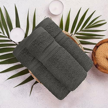 Towel and Linen Mart 100% Cotton - Wash Cloth Set - Pack of 4, Quick Dry, Luxurious, Highly Absorbent and Soft Feel Premium Spa & Hotel Perfect for Daily Use (12 X 12 Grey)