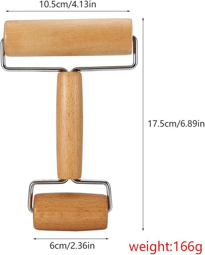 Wooden Small Rolling Pin, Double Heads Pizza Roller, Nonstick Portable Dough Roller for Cookie, Bread, Tortilla, Dumpling, Fondant, Baking, Cooking