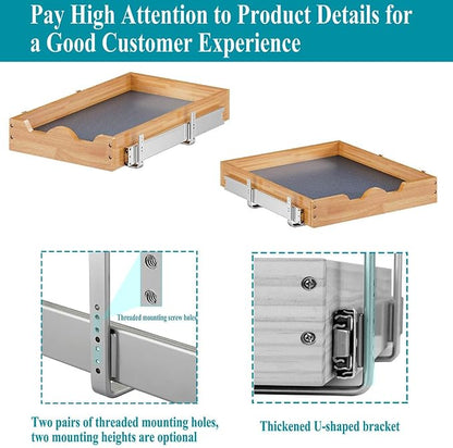 OCG Pull Out Drawers For Cabinets, Slide out Wood Drawer Shelf, Pull Out Shelves for Base Cabinet Organization in Kitchen, Pantry, Bathroom