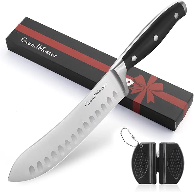 Butcher Knife, 7 inch Bullnose Knife, High Carbon German Stainless Steel Forging, Ergonomic ABS Handle Triple-riveted, with Gift Box