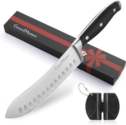 Butcher Knife, 7 inch Bullnose Knife, High Carbon German Stainless Steel Forging, Ergonomic ABS Handle Triple-riveted, with Gift Box
