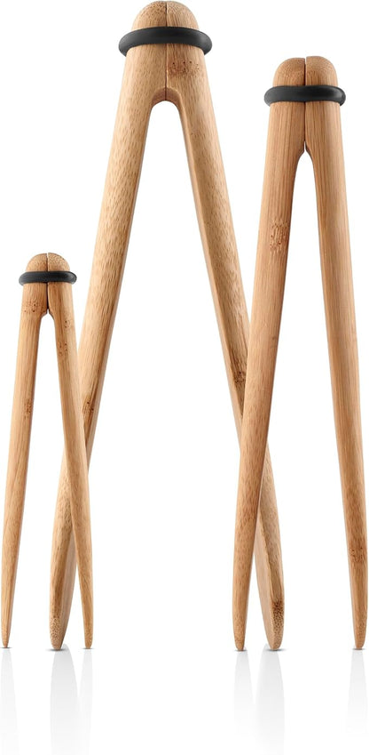 Eva Solo | Nordic kitchen serving tongs 3 pcs. | Practical and stylish serving tongs | Silicone, FSC®-certified carbonized bamboo