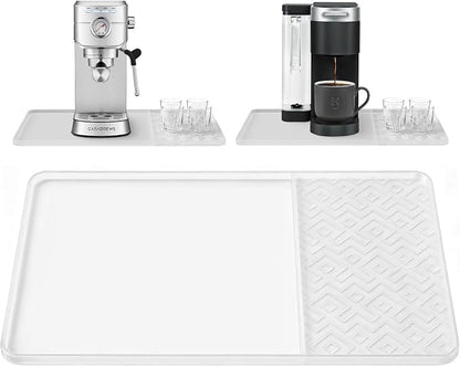 Silicone Coffee Mat with Raised Edges 19" x 12" – Waterproof Countertop Mat, Coffee Maker Pad, Espresso Machine Mat, Heat Resistant Dish Drying Mat