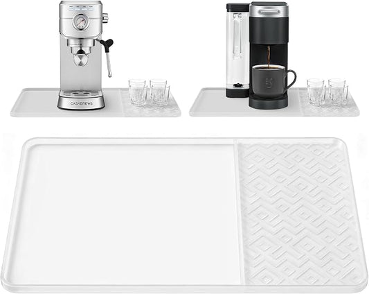 Silicone Coffee Mat with Raised Edges 19" x 12" – Waterproof Countertop Mat, Coffee Maker Pad, Espresso Machine Mat, Heat Resistant Dish Drying Mat