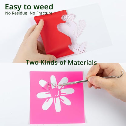 HTVRONT 24PCS Accessories Bundle Compatible with Cricut Joy 2, Accessories and Supplies Include Iron On Vinyl, Adhesive Vinyl Sheets, Vinyl Transfer Tape, Cutting Mat and Weeding Tools for Starter Kit