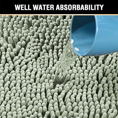 H.VERSAILTEX Bath Mat for Bathroom Non Slip Luxury Chenille Ultra Soft Bath Rugs 24x36 Absorbent Non Skid Shaggy Rugs Washable Dry Fast Plush Area Carpet Mats for Indoor, Bath Room, Tub - Sage