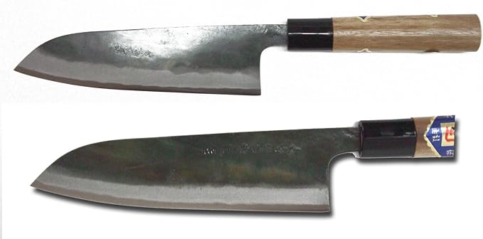 Tosa Knife Knives Black Hammered Santoku Super Steel 165 mm