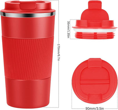 YINJAM 17oz Travel Coffee Mug Insulated Coffee Cups to Go with Leakproof Lid Vacuum Stainless Steel Double Walled Thermal Car Coffee Tumbler for Hot Cold Ice Tea Drinks Reusable (Red, 17oz)