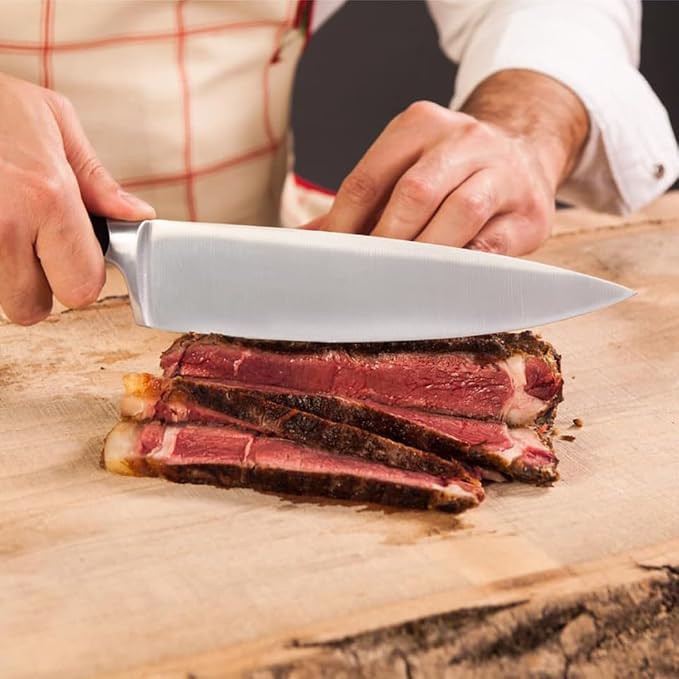 Pro Chef Knife - 8 inch Professional Kitchen Sharp German High Carbon Stainless Steel for Cutting Slicing Chopping - Ergonomic Handle and Gift Hand Guard Finger Protector.