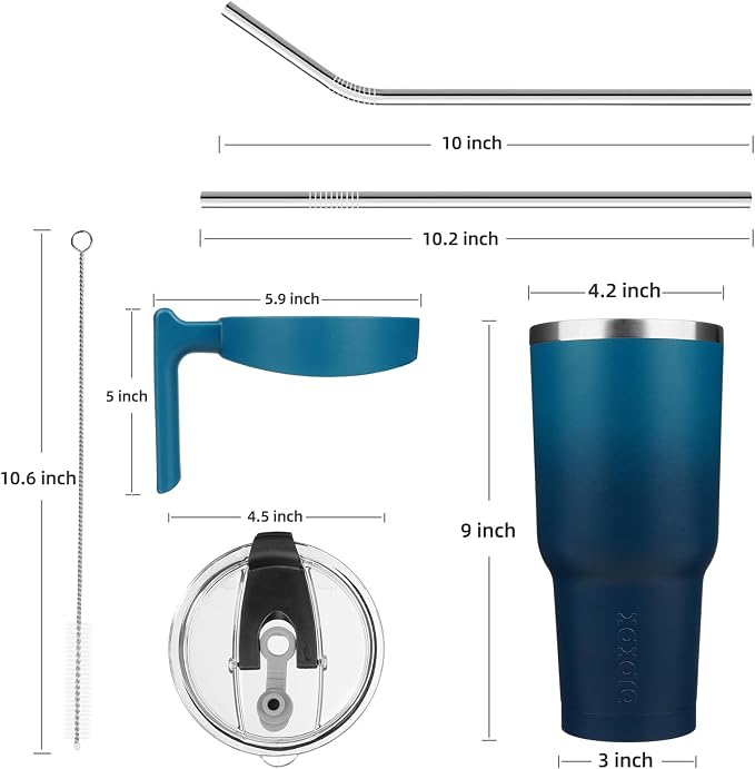 BJPKPK 40 oz Tumbler With Handle Stainless Steel Insulated Tumblers With Lid And Straw For Men,Indigo Black
