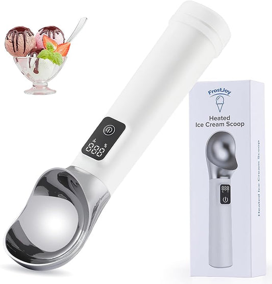 Electric Heated Ice Cream Scoop, Kitchen Gadget with Digital LED Temperature Display for Easy Scooping Rechargeable Scooper Dessert Server 5000mAh USB Powered IP67 Waterproof Kitchen Tool 2 Oz Max158℉