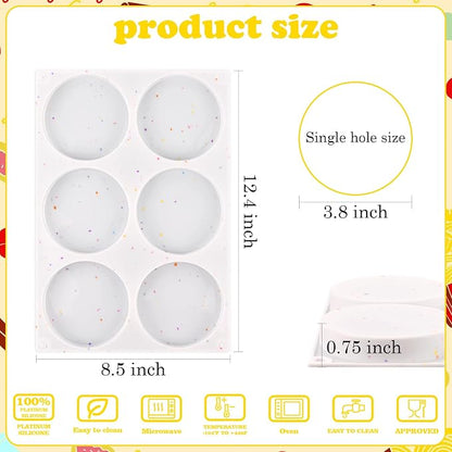 HUAKENER 3 Pcs Silicone Muffin Top Pans for Baking, 4 Inch Non-Stick Round Baking Molds for Mini Cake, Muffin Top, Dessert, Hamburger, Sandwiches Making