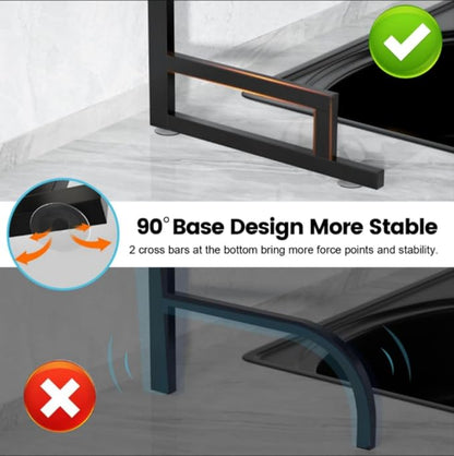 Large Over The Sink Dish Drying Rack (33.4"-41.3") 2 Tier Length Adjustable Dish Drainer for Kitchen Sink Auto Drainage Space Saving Kitchen Organizer, Black (33.4“-41.3”)