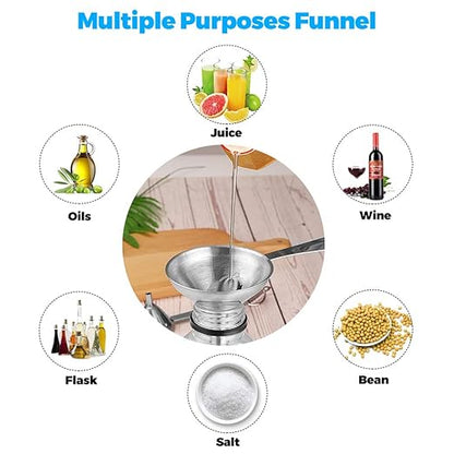 Small Funnels for Filling Bottles, 3 Pcs Stainless Steel Kitchen Funnel Set, Food Grade Mini Metal Funnel for Transferring Essential Oils, Liquid, Fluid, Dry Ingredients & Powder, Durable and Dishwash