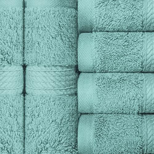 SUPERIOR Egyptian Cotton Plush & Absorbent, Face Towel Set of 6, Turquoise