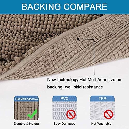 H.VERSAILTEX 2 Piece Bathroom Set - Super Absorbent Chenille Striped Bath Mats, Non Skid, Machine Washable (Taupe Brown, 24 x 36 Plus 20 x 32 - Inches)