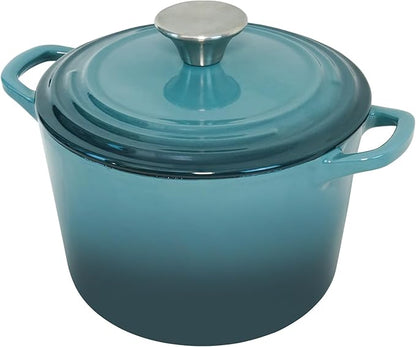 Flavehc Dutch Oven Pot with Lid 1.8 Qt Cast Iron Dutch Oven for Bread Baking, Slateblue Enameled Cast Iron Rice Pot, Small Deep Dutch Oven for Rice, Beans & Side Dishes