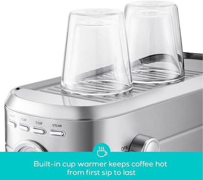 CASABREWS CM5418 Espresso Machine 20 Bar, Compact Espresso Maker with Steam Milk Frother, Stainless Steel Coffee Machine with 34oz Removable Water Tank for Cappuccino, Small Latte Machine, Silver