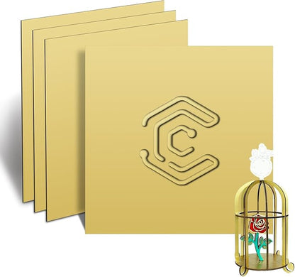 4 Pack Pre-Painted Colored Plywood Sheets,12x12x1/8 Inch (3mm) Basswood Board,Ideal for Laser Cutting, Engraving, DIY Crafts, Ornaments, Models Making (Gold)
