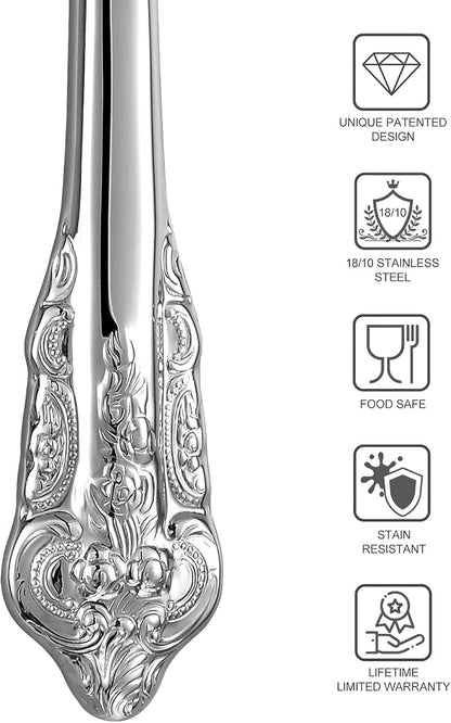 KEAWELL Gorgeous Wedding Cake Knife and Server Set, 18/10 Stainless Steel, Fine Luxury Cake Cutting Set (Silver)