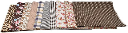 10pcs 12 x 12 inches (30cmx30cm) Print Coffee Series Fabric Bundle Squares Patchwork DIY Sewing Scrapbooking Quilting Pattern Artcraft