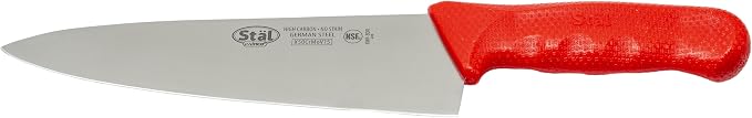 Winco 8" Commercial-Grade Chef's Knife with German Steel Blade, Red