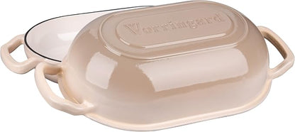 VORRINGARD Enameled Cast Iron Sourdough Bread Oven, Dutch Oven, Loaf Cast Iron Bread Pan for Homemade Bread Baking, Meatloaf Pan with Lid, 5QT, Latte