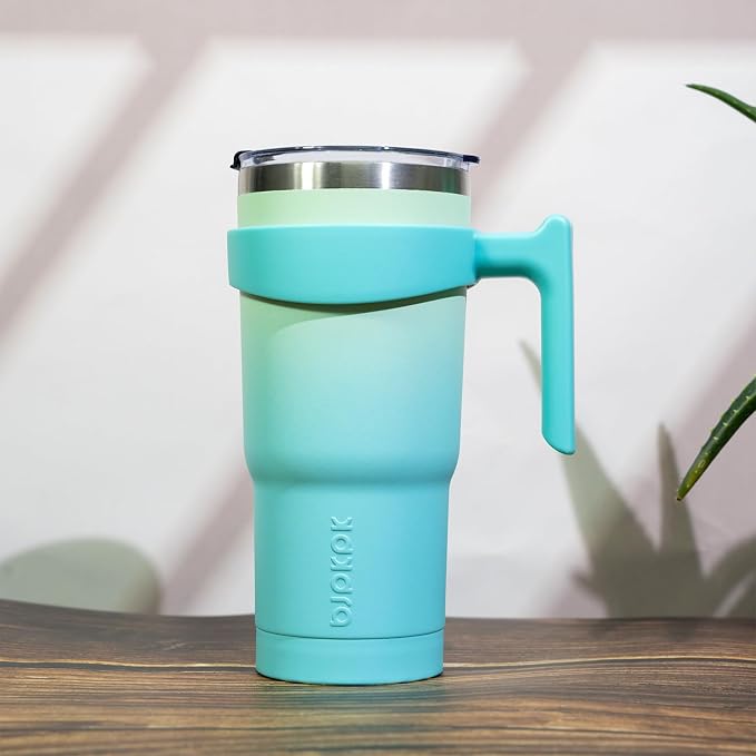 BJPKPK Tumbler With Handle 40 oz Stainless Steel Double Wall Insulated Tumbler Cups With Lid And Straw,Lavender Green