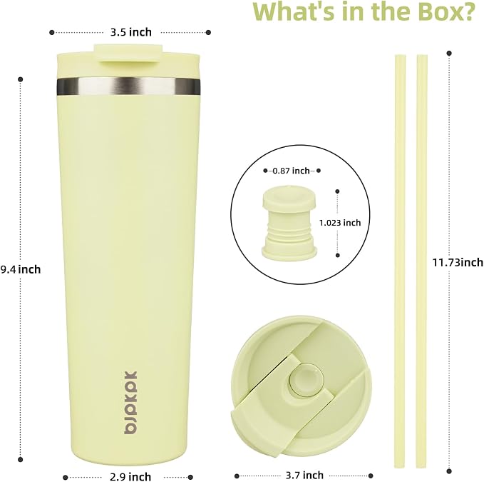 BJPKPK 30oz Insulated Tumbler With lid And Straw Stainless Steel Tumblers Travel Coffee Mug Reusable Thermal Cup,Macaron Green