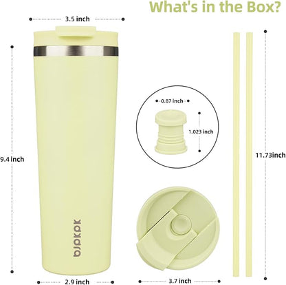 BJPKPK 30oz Insulated Tumbler With lid And Straw Stainless Steel Tumblers Travel Coffee Mug Reusable Thermal Cup,Macaron Green