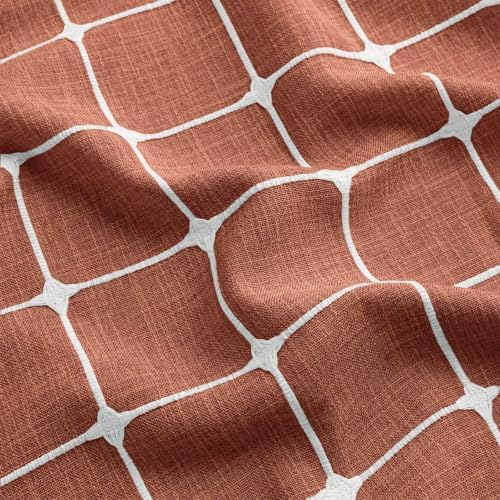 RiverDream Farmhouse No Hook Shower Curtain with Snap-in Liner,Orange,71x74