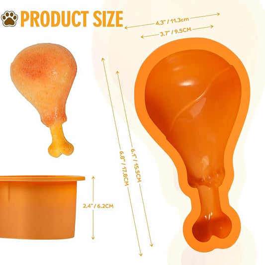 KOLUTI Dog Birthday Cake Silicone Mold, Chicken Drumstick Shape Treat DIY Baking Pan Maker, Nonstick Food Grade Tray for Pets, Fun Gift Dogs Lover, 6.1 x 3.7 x 2.4 inches