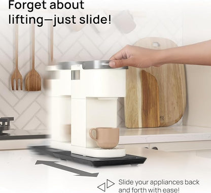 Ibyx Elegant Appliance Slider - Sliding Tray for Coffee Maker & Heavy Kitchen Appliances, Easy Slide, Made of Premium Bamboo, Space-Saving Kitchen Organizer, 40 lb Capacity, Black - 7.5 x 14.5 Inch