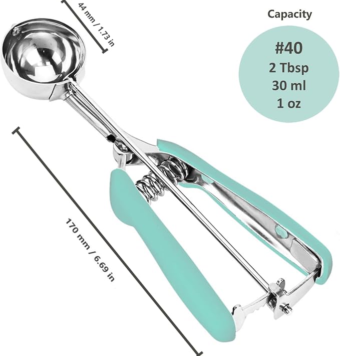 Ice Cream Scoop, 18/8 Stainless Steel Cookie Scoop, Cookie Scoops for Baking, 2Tbsp/30ml/1oz Cookie Dough Scoop, Ice Cream Scooper with Trigger Release, Cookie Scooper for Baking(Mint Green)