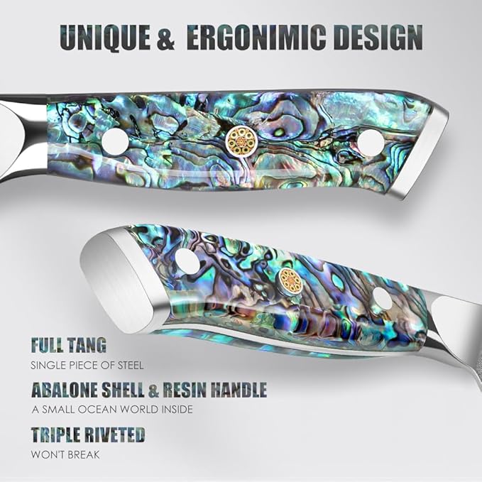 KEENZO Meat Cleaver Knife 7 inch, Razor Sharp Professional Chef Knife, Hand Forged Kitchen Knives, Japanese 67-Layers Damascus Steel Cooking Knife, Ergonomic Abalone Shell Resin Handle,Gift Box
