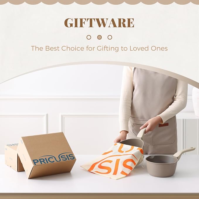 PRICUSIS Nonstick Saucepan with Lid, 2 Quart Sauce Pan, Healthy Sauce Pot with Pour Spouts for Multipurpose Use, PFOS & PFOA Free, Induction Compatible, Apricot