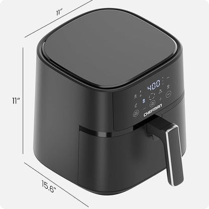 Chefman Air Fryer – 6 QT Compact Airfryer for Quick & Easy Meals in Minutes, Features Hi-Fry Technology for Extra Crisp, Touchscreen Controls with 4 Presets, Nonstick & Dishwasher Safe Basket - Black