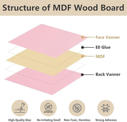 6 Pack Colored MDF Boards for Laser Engraving, 12x12x1/8 (3mm) Unfinished Fiberboard for Laser Cutting, DIY Craft Projects, Home Decor, Sign Making, Woodworking (Pink)
