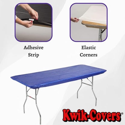 Kwik-Covers 8' Rectangle Plastic Table Covers 30" x 96", Bundle of 5 (Royal Blue)