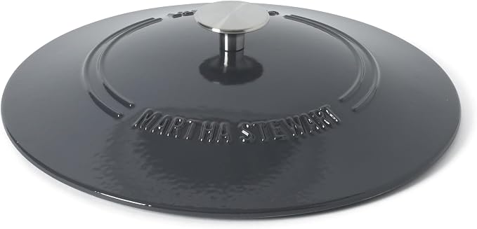 Martha Stewart Gatwick Enameled Cast Iron Braiser with Lid, 3.5-Quart Braiser Pan for Stovetop & Oven, Cast Iron Braising Pan, Grey