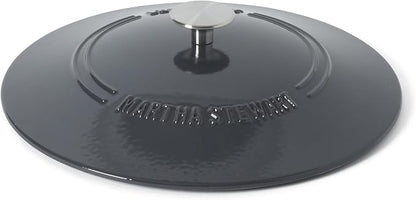 Martha Stewart Gatwick Enameled Cast Iron Braiser with Lid, 3.5-Quart Braiser Pan for Stovetop & Oven, Cast Iron Braising Pan, Grey
